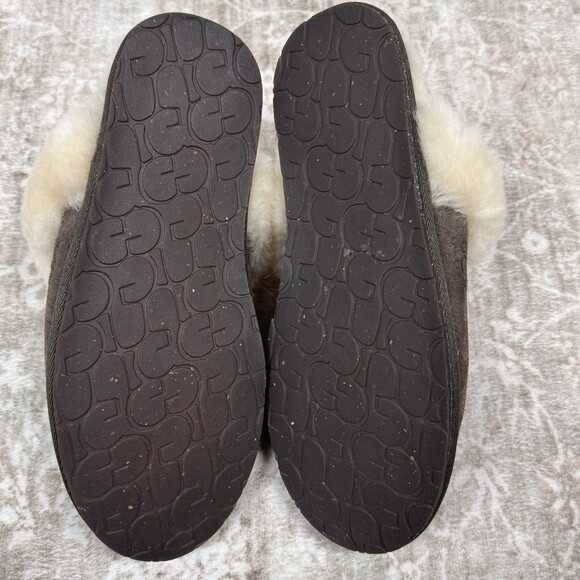 UGG Women's Scuffette II Espresso Suede Upper Slippers Sheepskin Warm US Size 10 - Picture 5 of 6